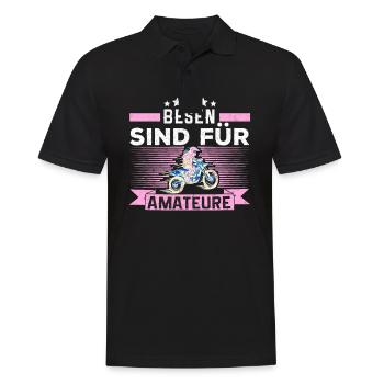 Bikerfrau Bikerhexe Bikerin Geschenk Besen Amateur - Männer Poloshirt - Schwarz - Vorne - Kai (181cm)
