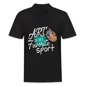 Kunst ist mein Lieblingssport Farbspritzer - Männer Poloshirt - Schwarz - Vorne - Kai (181cm)