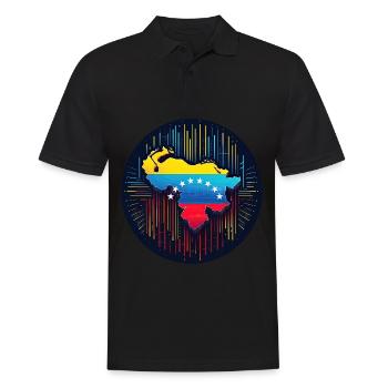 Neon Venezuela Karte - Männer Poloshirt - Schwarz - Vorne - Kai (181cm)