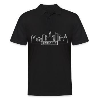 Brussels City Skyline Silhouette in Belgium Brussels - Men's Polo Shirt - black - Front - Kai (181cm)