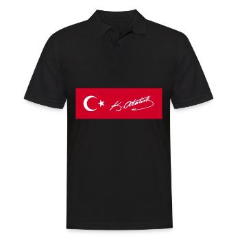 Kemal Atatürk - Männer Poloshirt - Schwarz - Vorne - Kai (181cm)