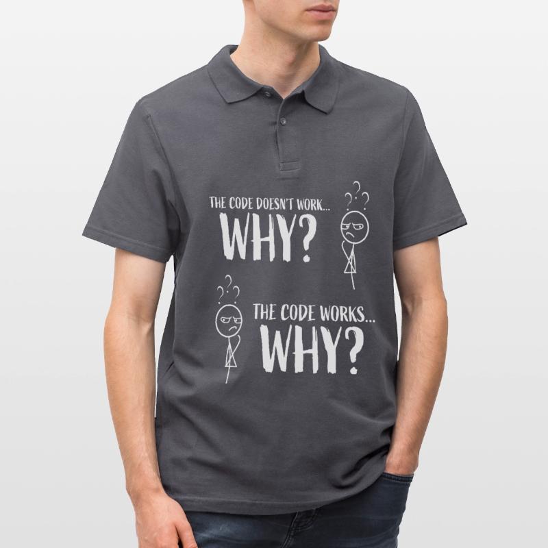 Funny Coding Programmer Gift "The code works..Why" Men's Polo Shirt