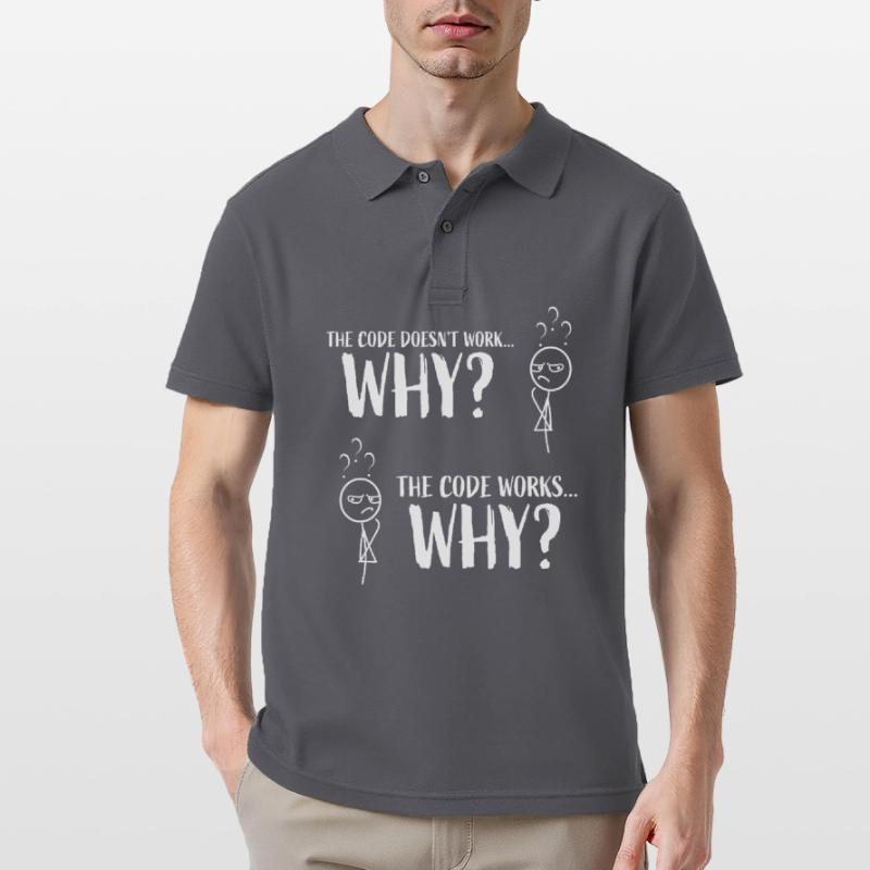 Funny Coding Programmer Gift "The code works..Why" Men's Polo Shirt