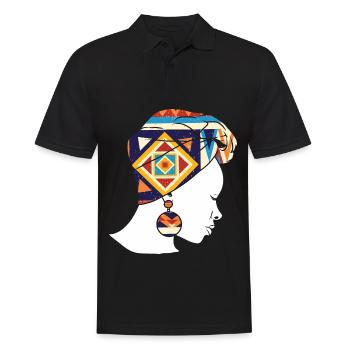 Afrikanische Frau Kente Kunst - Männer Poloshirt - Schwarz - Vorne - Kai (181cm)