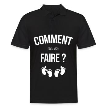 Idee Cadeau Annonce Grossesse Originale Jumeaux - Polo Homme - noir - Devant - Kai (181cm)