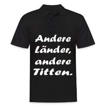 Andere Länder andere Titten Wortspiel Sprichwort - Männer Poloshirt - Schwarz - Vorne - Kai (181cm)
