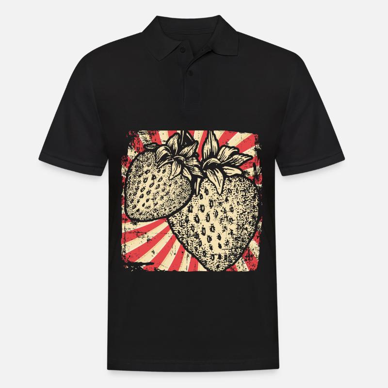 Erdbeere Obst - Männer Poloshirt - Schwarz