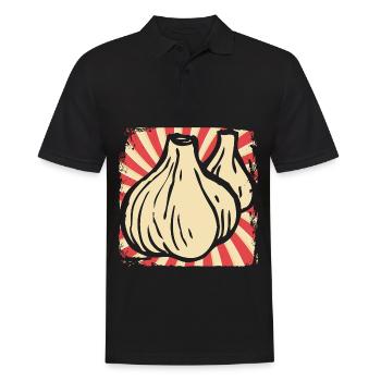 Knoblauch - Männer Poloshirt - Schwarz - Vorne - Kai (181cm)