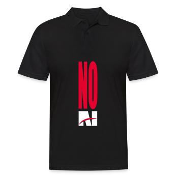 NO AI - keine Künstliche Intelligenz - Männer Poloshirt - Schwarz - Vorne - Kai (181cm)