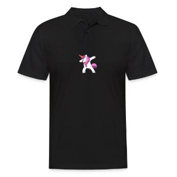 rosa einhorn dabbing unicorn pink einhörner - Männer Poloshirt - Schwarz - Vorne - Kai (181cm)