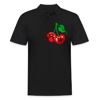 Cherries in Chest Pocket Shirt Pocket Bag - Men's Polo Shirt - black - Front - Kai (181cm)