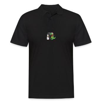 Noël drôle T-Rex Bonhomme de neige dinosaure - Polo Homme - noir - Devant - Kai (181cm)