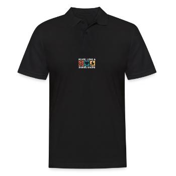 Peace Love Fassrennen Barrel Racing Pferdesport - Männer Poloshirt - Schwarz - Vorne - Kai (181cm)