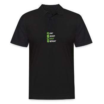 Eat Sleep Repeat Golf Golfer Golfschläger Golfen - Männer Poloshirt - Schwarz - Vorne - Kai (181cm)
