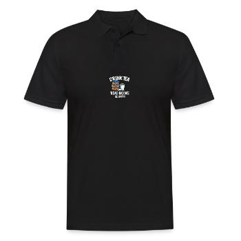 Drink Tea Bücher Tee Lesen Buch Bücherwurm Roman - Männer Poloshirt - Schwarz - Vorne - Kai (181cm)