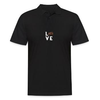 Bison Love Büffel Buffalo Nationalpark Western - Männer Poloshirt - Schwarz - Vorne - Kai (181cm)