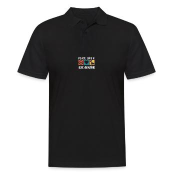 Peace Love Bagger Baustelle Fahrzeuge Baggerfahrer - Männer Poloshirt - Schwarz - Vorne - Kai (181cm)