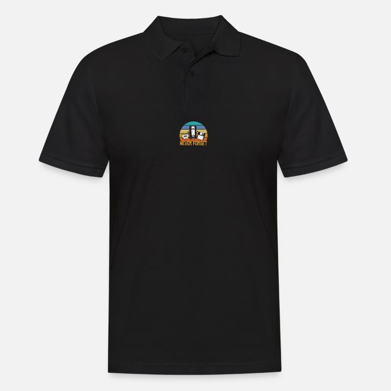 Never Forget Retro Kassette VHS Diskette Geschenk - Männer Poloshirt - Schwarz