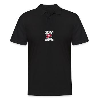 Vegan Girl Veganismuns Veganerin Lippen Geschenk - Männer Poloshirt - Schwarz - Vorne - Kai (181cm)