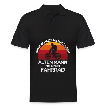 Fahrrad alter Mann - Männer Poloshirt - Schwarz - Vorne - Kai (181cm)