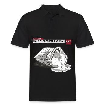 Währenddessen in China - Umgefallener Sack Reis - Männer Poloshirt - Schwarz - Vorne - Kai (181cm)