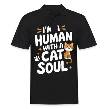 Chat Chats Amoureux Chat Propriétaire Chaton - Polo Homme - noir - Devant - Kai (181cm)