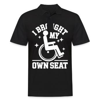 Fauteuil roulant Fauteuil roulant Handicapé Humour - Polo Homme - noir - Devant - Kai (181cm)