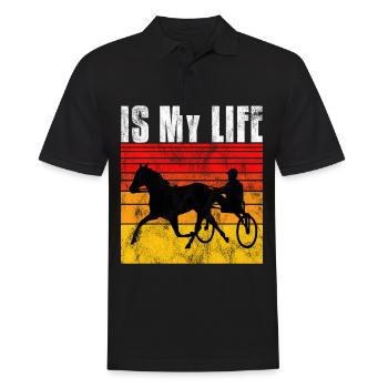 Is my life Trabreiter Trabrennen Trabreiten Retro - Männer Poloshirt - Schwarz - Vorne - Kai (181cm)