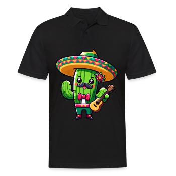 Cinco de Mayo Kaktus Mariachi Gitarrist - Männer Poloshirt - Schwarz - Vorne - Kai (181cm)