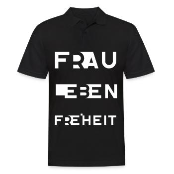 FRAU LEBEN FREIHEIT - Männer Poloshirt - Schwarz - Vorne - Kai (181cm)