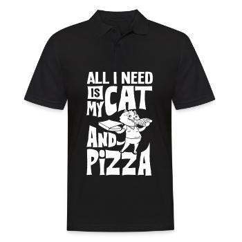 Pizza Katze Essen Pizzeria Italienisch Kätzchen - Männer Poloshirt - Schwarz - Vorne - Kai (181cm)