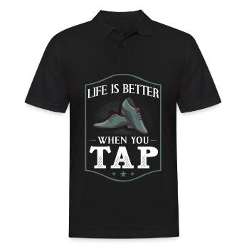 Stepptanz Anfänger Schuhe Musik lernen Tänzer - Männer Poloshirt - Schwarz - Vorne - Kai (181cm)