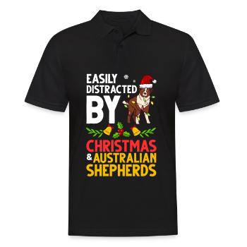 Australian Shepherd Weihnachten Hund Welpe - Männer Poloshirt - Schwarz - Vorne - Kai (181cm)