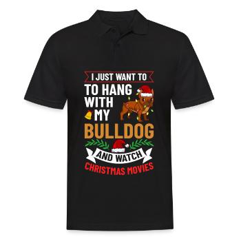 Chien Bulldog anglais Chiots Noël - Polo Homme - noir - Devant - Kai (181cm)