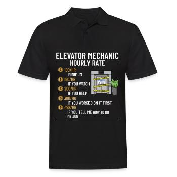 Aufzug Aufzugsanlage Techniker Fahrstuhl Lift - Männer Poloshirt - Schwarz - Vorne - Kai (181cm)