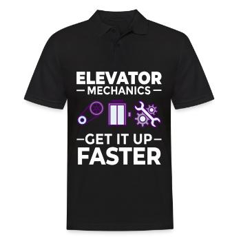 Aufzug Aufzugsanlage Techniker Fahrstuhl Lift - Männer Poloshirt - Schwarz - Vorne - Kai (181cm)