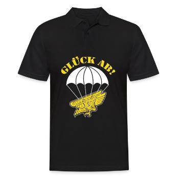 Glück ab! Fallschirmjäger - Männer Poloshirt - Schwarz - Vorne - Kai (181cm)