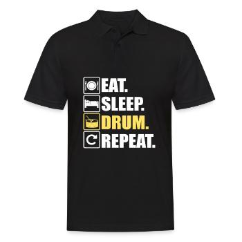 Eat Sleep Drum Repeat Drummer Schlagzeug - Männer Poloshirt - Schwarz - Vorne - Kai (181cm)