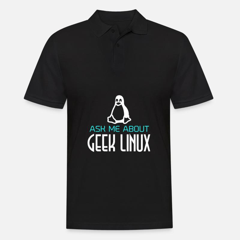 Geek Linux Penguin Computer Nerd IT PC - Polo Homme - noir