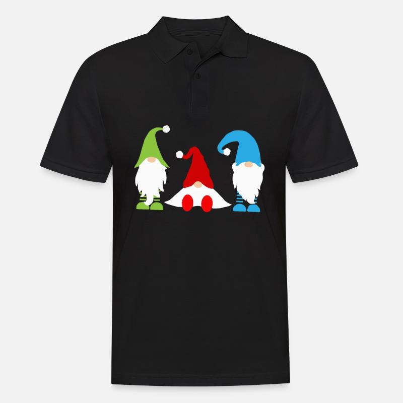 Wichtel Gnome farbenfroh Feiertage - Männer Poloshirt - Schwarz