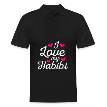 Je t'aime Habibi chérie arabe disant - Polo Homme - noir - Devant - Kai (181cm)