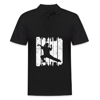 Tai Chi shadow boxing female athlete martial arts - Men's Polo Shirt - black - Front - Kai (181cm)