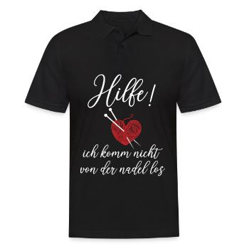 Häkeln Spruch Nadel Garn Stricknadel - Männer Poloshirt - Schwarz - Vorne - Kai (181cm)