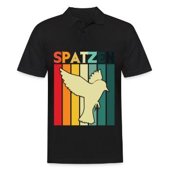 Spatzen Retro Vögel Vogelliebe Vogelkunde - Männer Poloshirt - Schwarz - Vorne - Kai (181cm)