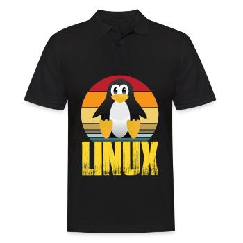 Linux Retro Vintage Geek Style Hacking - Polo Homme - noir - Devant - Kai (181cm)