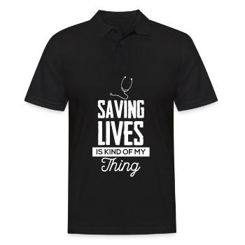 Notarzt Stethoskop Leben retten Arzt - Männer Poloshirt - Schwarz - Vorne - Kai (181cm)
