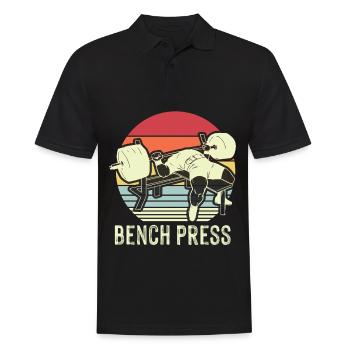 Bench Press Retro Workout Fitness Training - Men's Polo Shirt - black - Front - Kai (181cm)