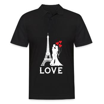 Liebe auf Eiffelturm Paris Frankreich Franzosen - Männer Poloshirt - Schwarz - Vorne - Kai (181cm)