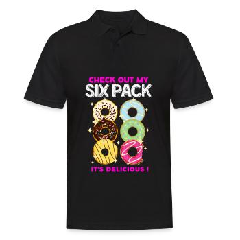 Schau dir mein Sixpack an! -Donuts - Männer Poloshirt - Schwarz - Vorne - Kai (181cm)