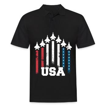 Avion de combat des États-Unis drapeau formation de l’armée de l’air - Polo Homme - noir - Devant - Kai (181cm)